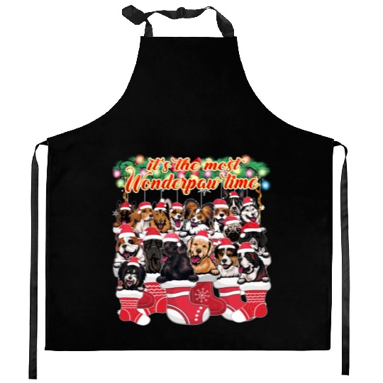 Cute Dog Breeds Christmas Dog Lover Kitchen Aprons