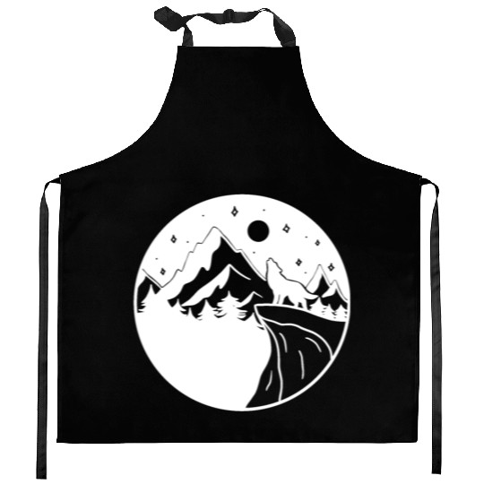 Wolf on the Mountain Kitchen Aprons