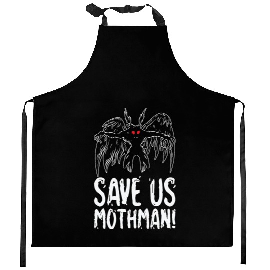 Halloween Mothman Mythical Line Art Beast Monster Kitchen Aprons