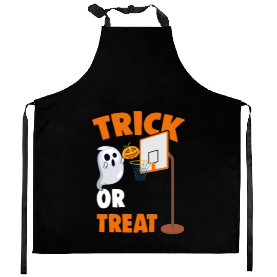 Creepy Basketball Pumpkin Ghost A Trick Or Treat Kitchen Aprons