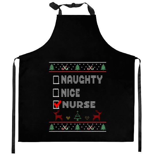 Naughty Nice Nurse, Matching Christmas Group Kitchen Aprons