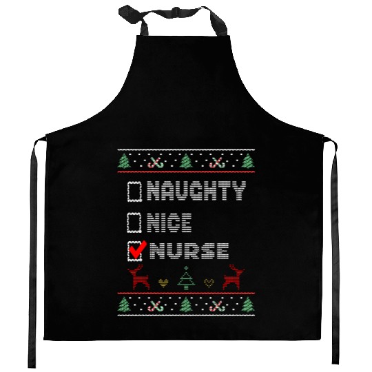 Naughty Nice Nurse, Matching Christmas Group Kitchen Aprons