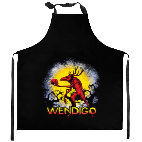 Folk Creature Wendigo Forest Halloween Cryptid Kitchen Aprons