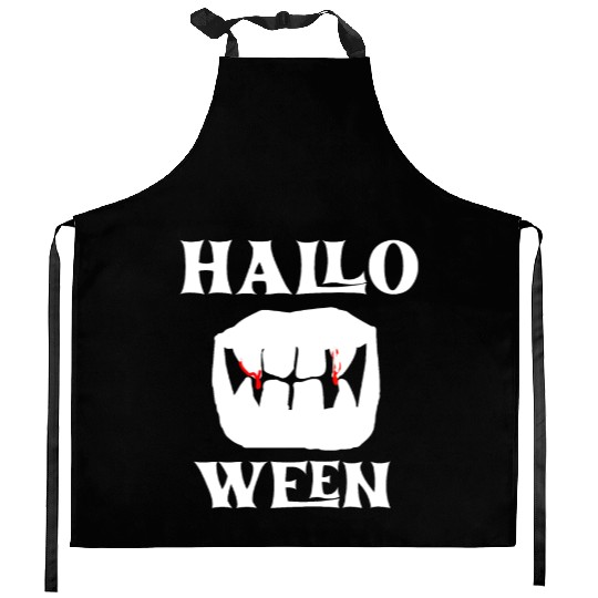 Mouth of a vampire - halloween Kitchen Aprons