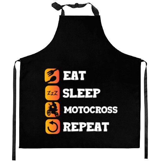 Eat Sleep Repeat Motocross Motorcycle Biker Helmet Kitchen Aprons