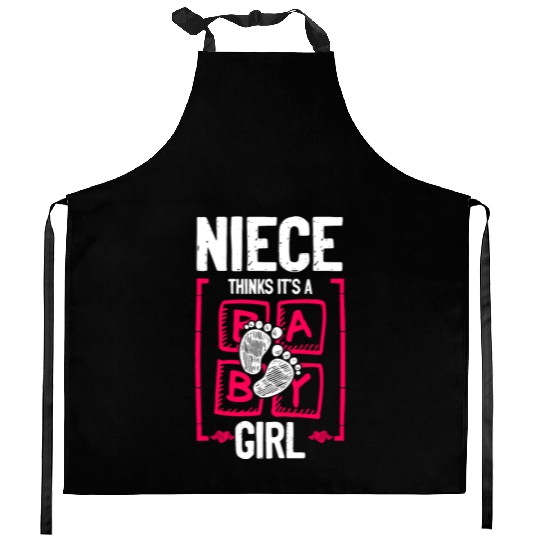 Niece Thinks It's a Girl Gender Reveal Funny Baby Kitchen Aprons