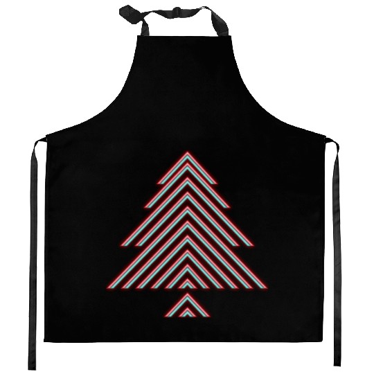 Neon Christmas tree Kitchen Aprons