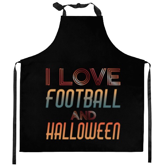 I Love FOOTBALL and Halloween Spooky October Retro Kitchen Aprons