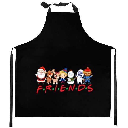 Christmas Friends Santa Rudolph Snowman Family Kitchen Aprons