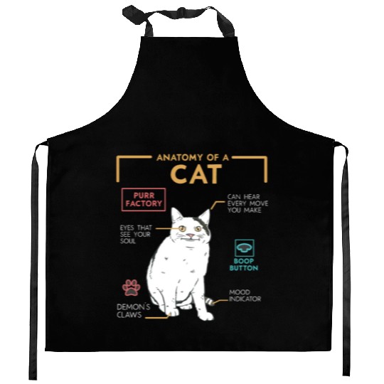 Funny Weird Cat Meme Smiling, Anatomy of A Cat Kitchen Aprons