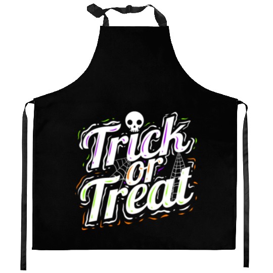 Trick Or Treat Spiderweb Halloween Kitchen Aprons