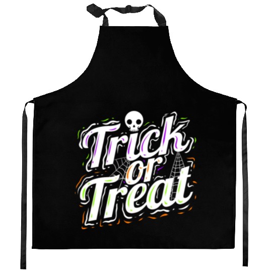 Trick Or Treat Spiderweb Halloween Kitchen Aprons