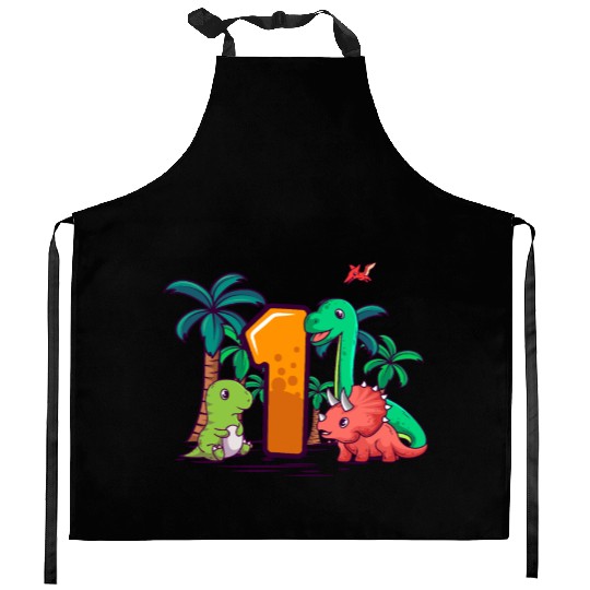 1st Birthday T-Rex Triceratops Dinosaur 1 Year Kitchen Aprons