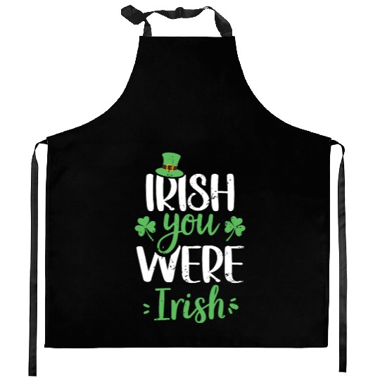 Irish You Were Irish Green Cloverleaf Kitchen Aprons
