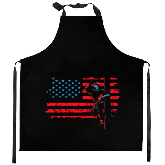 Lineman Electrician US Flag Gift For Men And Women Kitchen Aprons