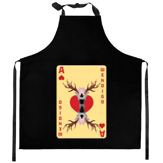 Folk Creature Card Wendigo Halloween Cryptid Kitchen Aprons