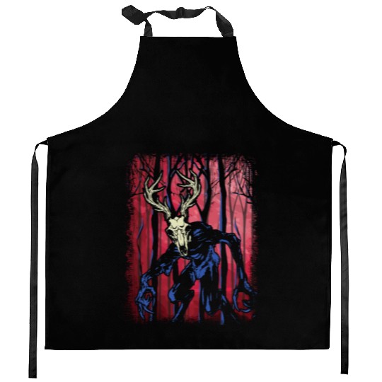 Wendigo Folk Creature Forest Halloween Cryptid Kitchen Aprons