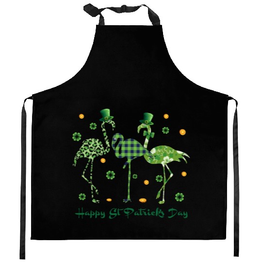 Happy St Patrick's Day Flamingo Lover Funny Gift Kitchen Aprons