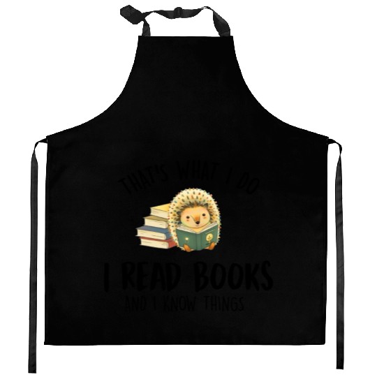 Hedgehog And Reading Lover Funny Birthday Kitchen Aprons
