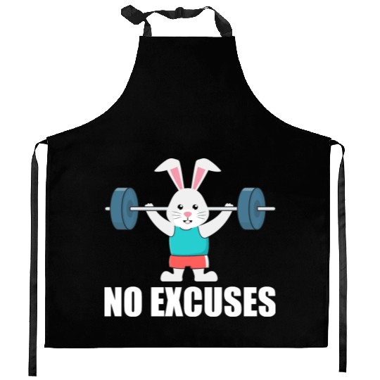 No Excuses Weightlift Gym Lover Funny Easter Bunny Kitchen Aprons