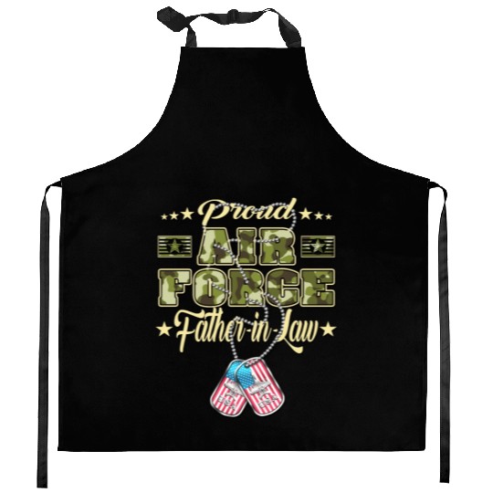 Proud Air Force Father In Law US Flag Dog Tags Kitchen Aprons