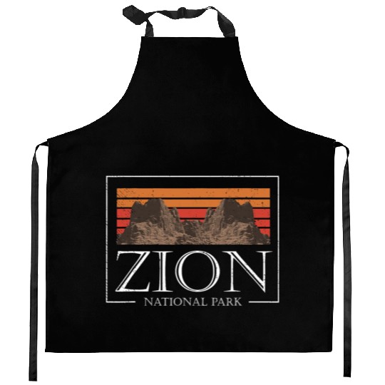 Retro Zion National Park US Vintage Utah Adventure Kitchen Aprons