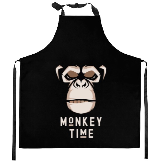 It's Monkey Time Cute Adorable Funny Monkey Face Kitchen Aprons