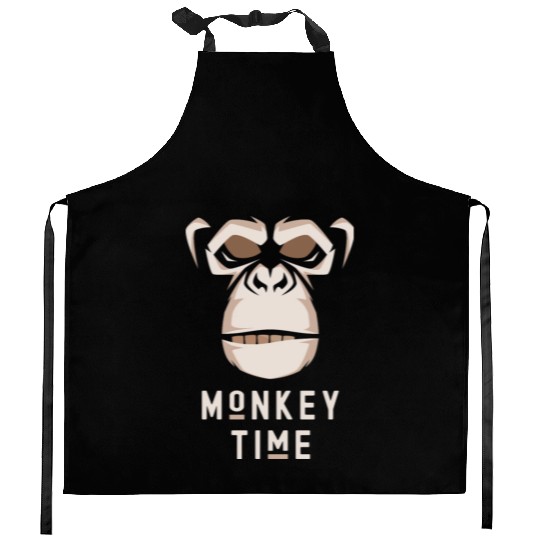 It's Monkey Time Cute Adorable Funny Monkey Face Kitchen Aprons