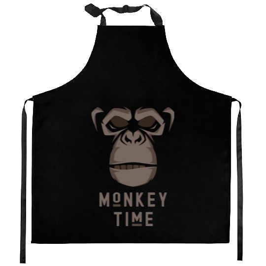 It's Monkey Time Cute Adorable Funny Monkey Face Kitchen Aprons