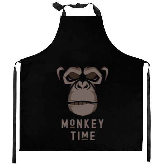 It's Monkey Time Cute Adorable Funny Monkey Face Kitchen Aprons