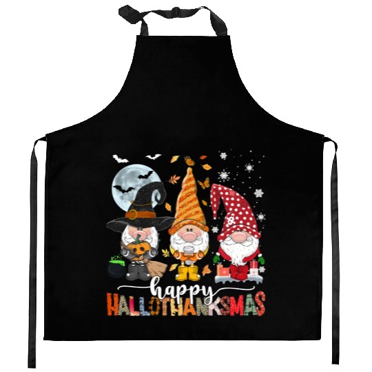 Happy Hallothanksmas Gnomes Lover Halloween Kitchen Aprons