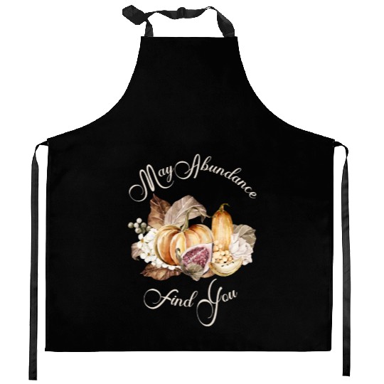 Autumn Abundance Quote Pumpkin Nature Kitchen Aprons