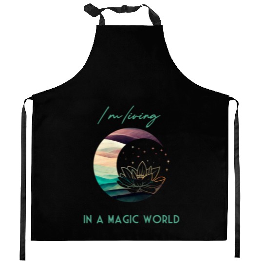 Magic Spiritual Desert Moon Water Lily Kitchen Aprons
