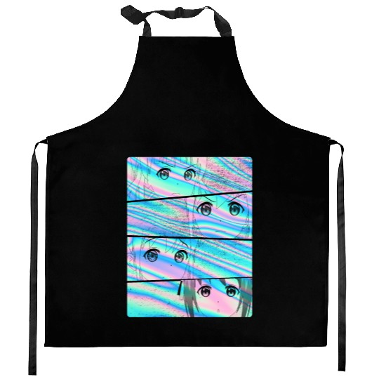 Colorful Pastel Goth Kawaii Anime Girls Kitchen Aprons