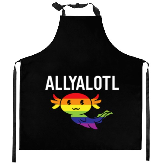 ALLYALOTL Axolotl Rainbow Pride Gay LGBTQ Kitchen Aprons