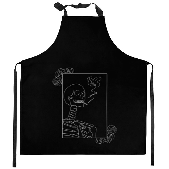 Death with zigarette Kitchen Aprons