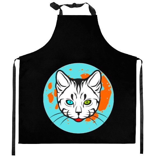 Hello cat, best halloween scary head Kitchen Aprons