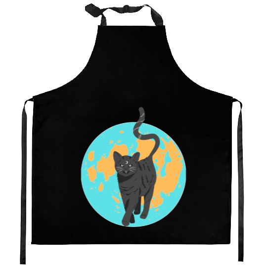 Fall CAT Kitchen Aprons Funny Halloween Kitchen Aprons