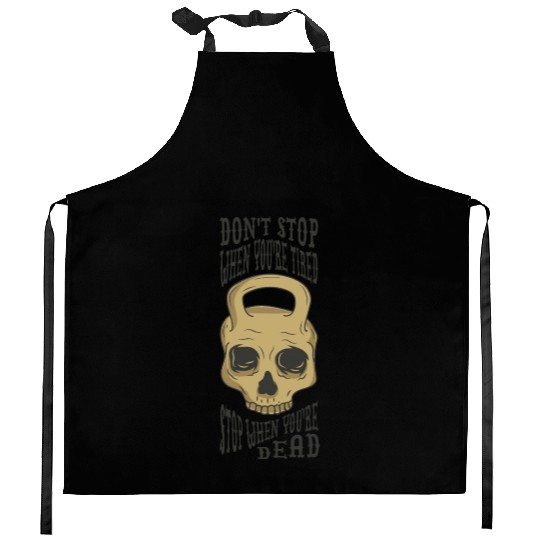 Never give up halloween train hard fitness Kitchen Aprons
