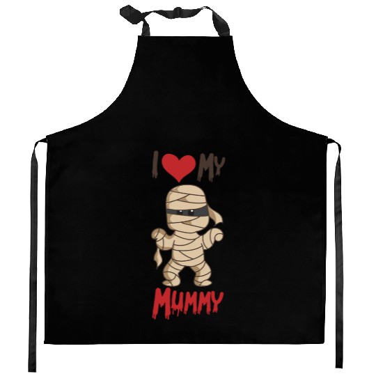 Halloween Kids I Love My Mummy Kitchen Aprons