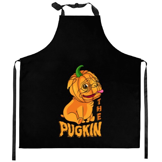 The Pugkin Trick Or Treating Pug Lover Halloween Kitchen Aprons