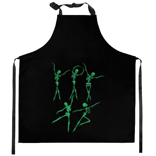Green Dancing Skeleton Kitchen Aprons
