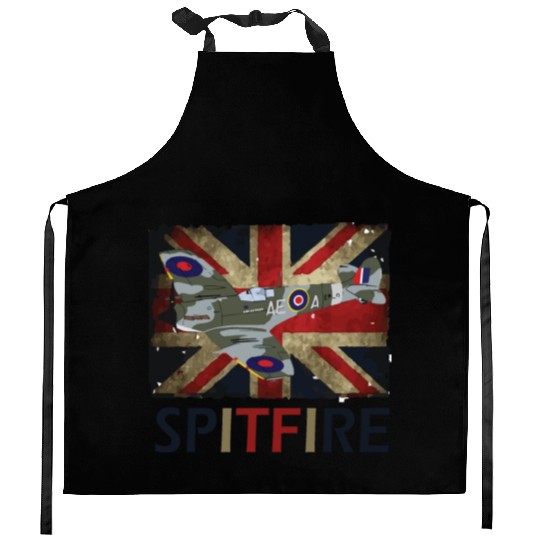 Spitfire WW2 Fighter Aircraft Airplane Union Jack Kitchen Aprons
