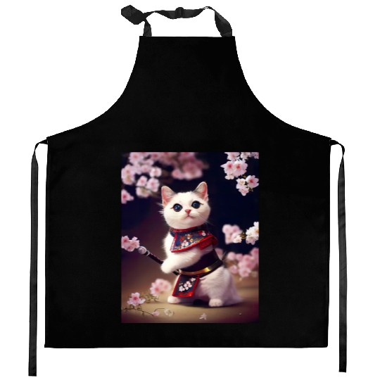 Samurai Cat Kitchen Aprons