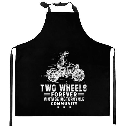 Two Wheels forever Vintage Motorcycle Community Kitchen Aprons