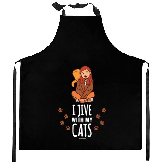 I love cats Girls Kitchen Aprons