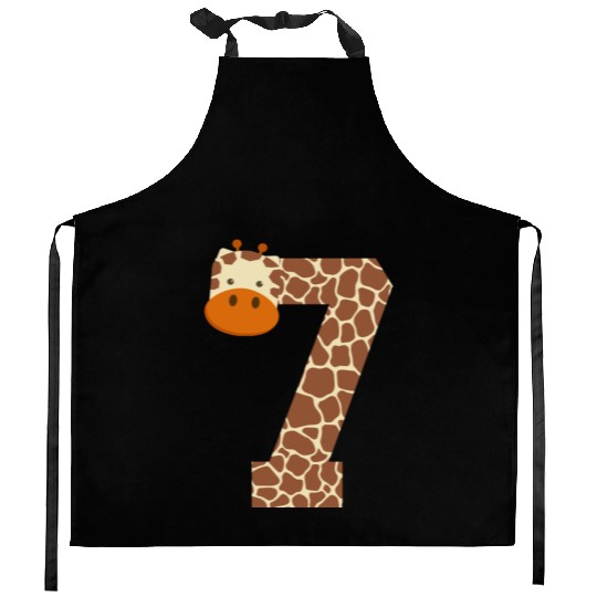 Seven Year Old Giraffe Costume 7th Birthday Gift Kitchen Aprons