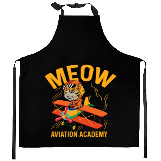 Meow Aviation Academy Co-Pilot Gift Kitchen Aprons