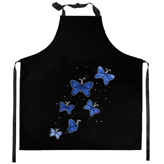 Blue Butterflies Garden Women Butterfly Kitchen Aprons