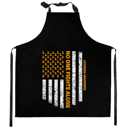 No One Fights Alone Usa Flag Leukemia Awareness Kitchen Aprons